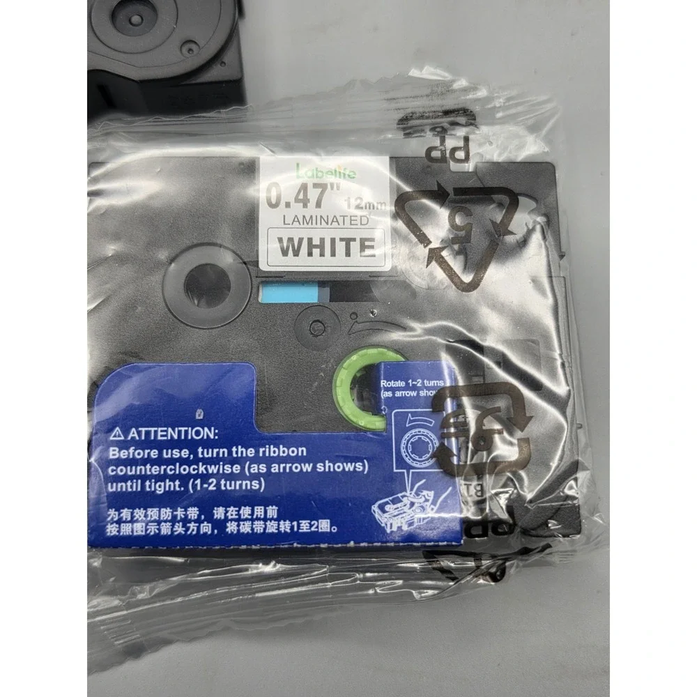 Brother P-Touch TZe 12mm .47 Label Tape Lot White Wine Red Gold Black 4 Cassette